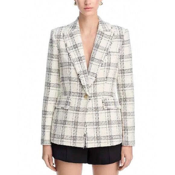 GENERATION LOVE Jackets & Blazers - NEW GENERATION LOVE aimee windowpane tweed blazer in ivory/black